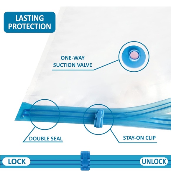 NIB-20 Pack Vacuum Storage Bags, Space Saver Bags 5 Sizes Hand Pump Included - Picture 8 of 9